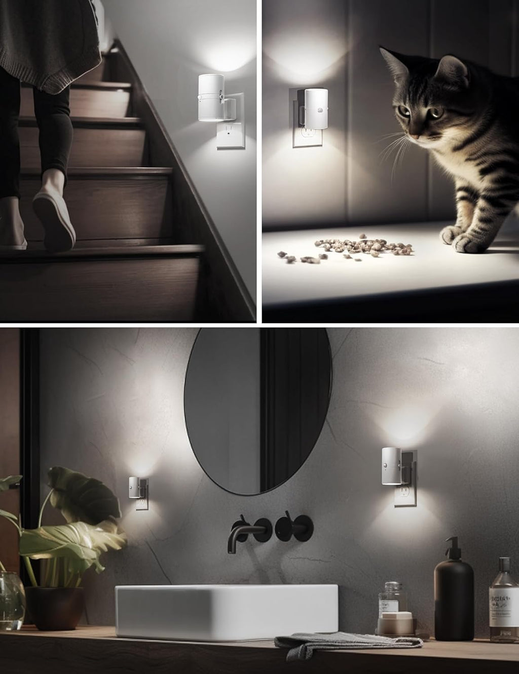 L LOHAS LED Motion Sensor Night Light, [2 Pack] Bright Night Light, 5000K Daylight White, Motion Activated Nightlight, Dimmable 0-100LM, Motion Sensor Light Indoor for Kids Hallway Bathroom Kitchen