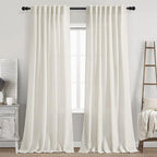 Cream Linen Curtains 87 Inches Long by Nanspring