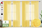 SpaceDresser Yellow Sheer Curtains 4 Panels Rod Pocket Semi-Sheer Curtain 90 - Image 2