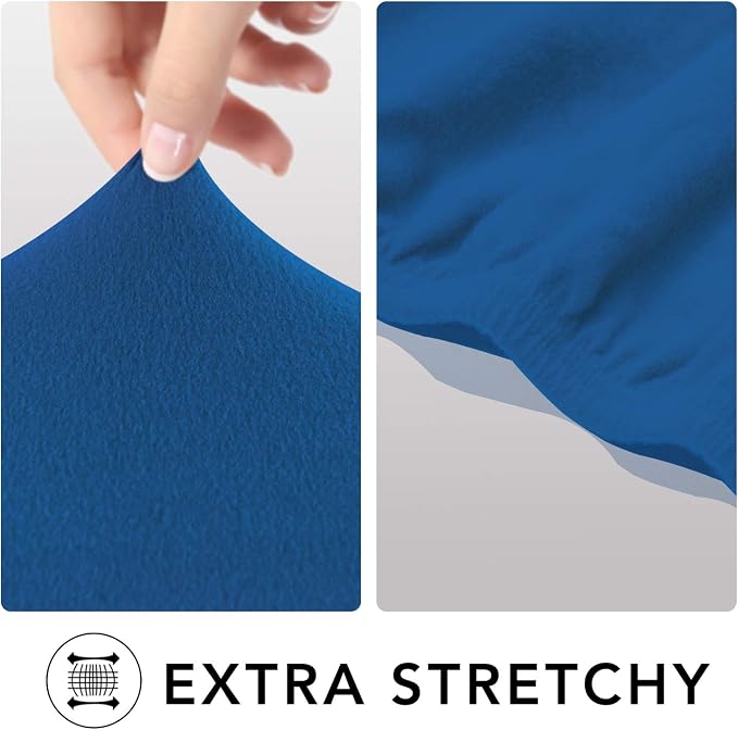 PureFit Stretch Oversized Couch Covers Fleece Sofa Slipcovers Classic Blue | - Image 4