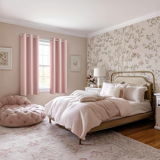MIULEE Blackout Curtains for Bedroom 2 Panels 34 x 63 Inch Long Pink | Thermal - Image 6