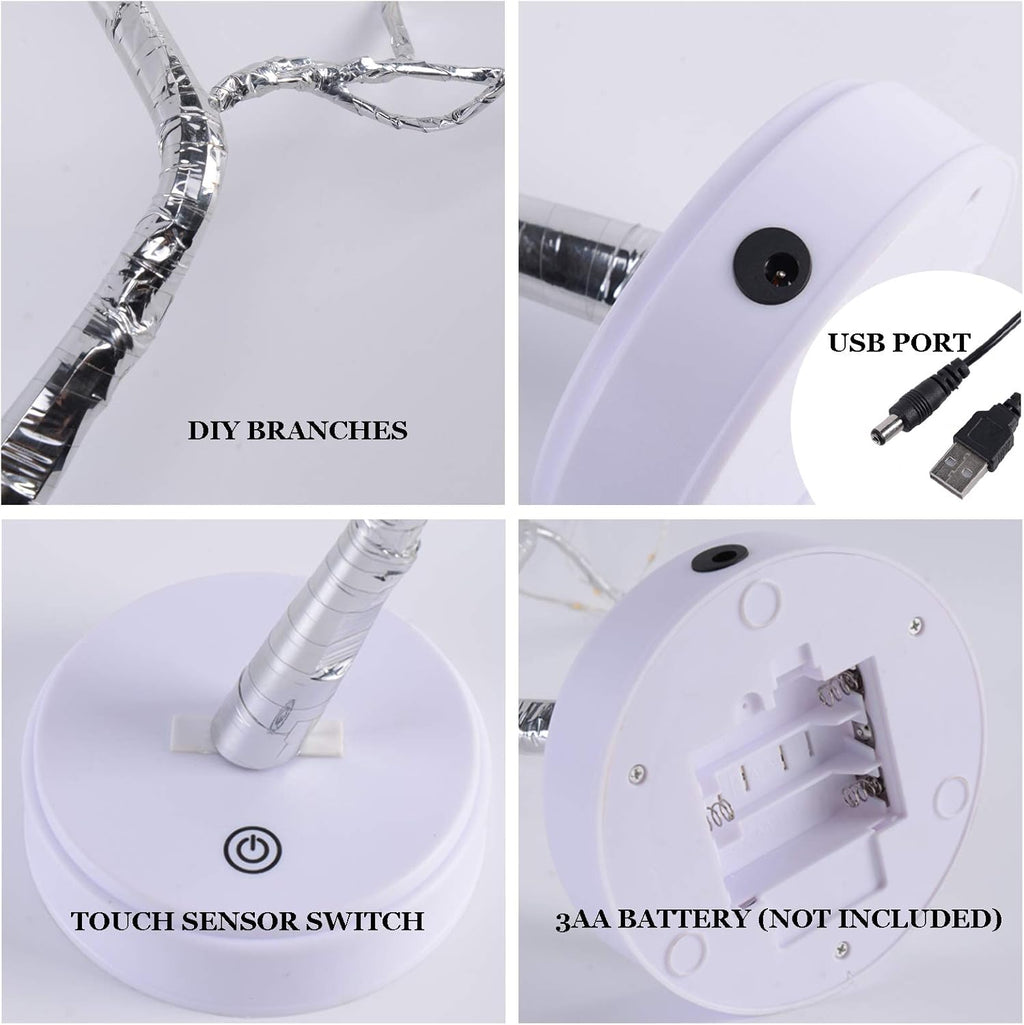 108 LED Sparkly Fairy Tree Lamp, Warm White, Remote Control, USB/Battery, 8 Modes, DIY Bonsai Decor, Festival Decoration Light