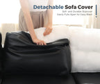 118.5" Faux Leather Modular Sectional Sofa with Storage Seat, Modern 6 Seater Couch Deep Seat with Removable Cover DIY Combination Black