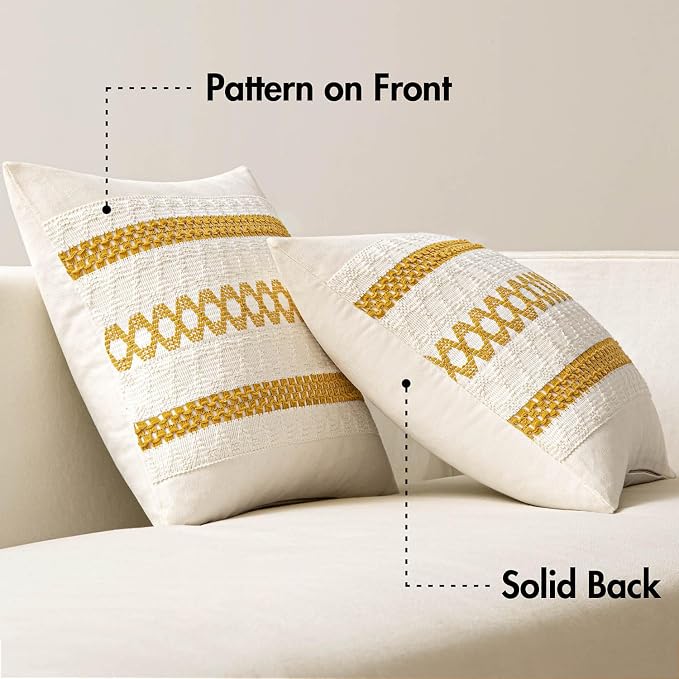 MIULEE Set of 2 Mustard Yellow Boho Decorative Pillow Covers 20x20 Inch | Fall - Image 6