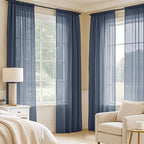 MIULEE Navy Blue Sheer Curtains 84 Inches Long 4 Panels 54 x 84 Inches | Light - Image 2