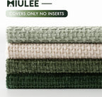 MIULEE Soft Decorative Chenille Euro Pillow Covers Green 22x22 Pack of 4 | - Image 6