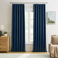 Navy Pinch Pleated Curtains & Drapes 90 Inches Long by KEQIAOSUOCAI