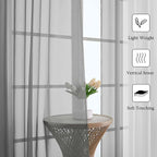 Charcoal Grey Sheer Curtains 90 Inches Long 2 Panels Set, Dual Rod Pocket - Image 2