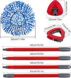 Spin Mop Head,Mop Handle,Base,Brush Compatible with Ocedar RinseClean 2 Tank Spin Mop System,2 Microfiber Spin Mops Replacement Head,4 Section Iron Mop Handle 30-58",Base and Scrub Brush Combo Set