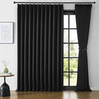 80 Inch Wide Black Pinch Pleated Curtains 80 x 84, Thermal Insulated Noise by KEQIAOSUOCAI