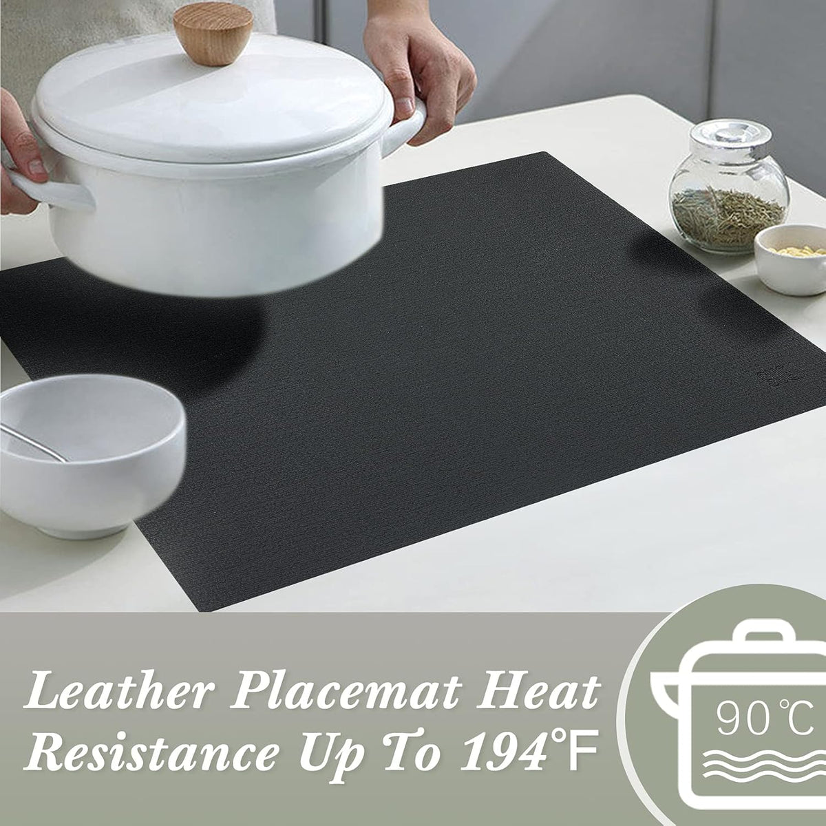 SUEH DESIGN Leather Placemats Set of 6 Reversible Table Mats Heat Resistant Waterproof No-Slip Place Mats for Dining Table Kitchen Parties