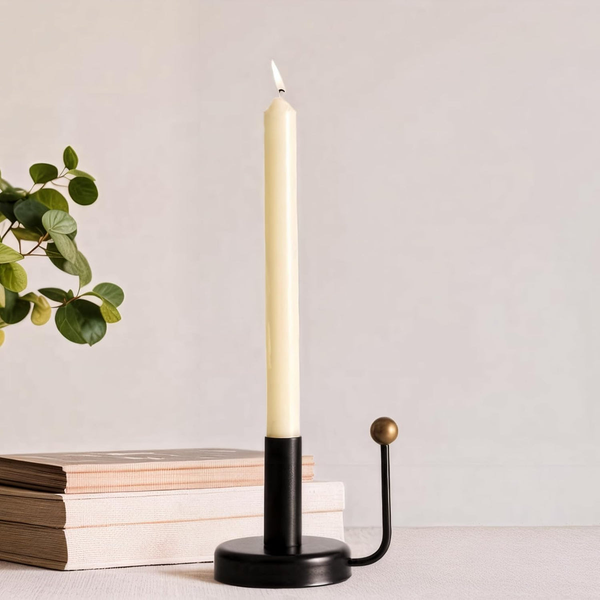 Black Iron Taper Candle Holder，Vintage Candlestick Holder Candlelight Stand for Farmhouse Decor Table Decoration (Black-Gold)