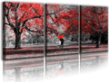 Bamdeya Bathroom Wall Art Black White Wall Art Tree Red Wall Decor Natural Scenery Canvas Prints Art Forest Posters Painting Landscape Artwork for Bedroom Living Roon Decor Framed