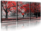 Bamdeya Bathroom Wall Art Black White Wall Art Tree Red Wall Decor Natural Scenery Canvas Prints Art Forest Posters Painting Landscape Artwork for Bedroom Living Roon Decor Framed