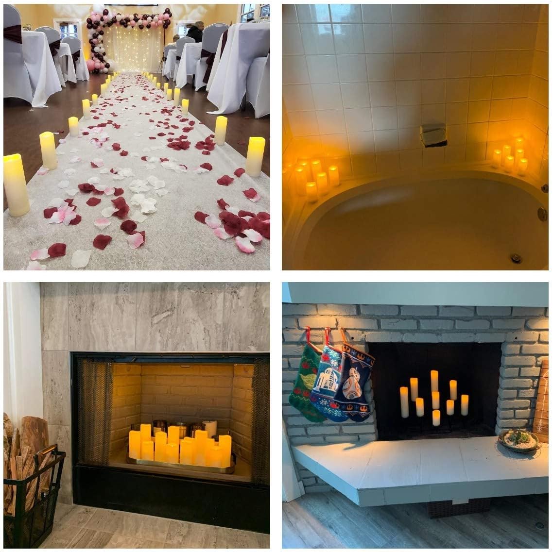 Aignis 12pcs Flameless LED Candles Battery Operated with 10-Key Remote Timer, Outdoor Indoor Waterproof, Warm Flickering Glow for Cozy & Romantic Home/Wedding/Holiday Décor(D2.2''xH4/5/6/7'')