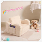 Kids Chairs for Toddler, 2-in-1 Toddler Soft Sherpa Couch Fold Out, Convertible Sofa to Lounger for Girls and Boys, Cream