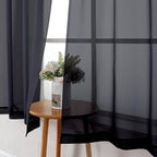 Black Sheer Curtains 54 Inch Length 2 Panels Set, Lightweight Short Curtains - Image 4