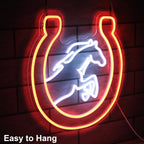Horse Neon Sign for Wall Kentucky Derby Preakness Stakes Decoration Horseshoe Neon Light Cool Animal LED Sign for Bedroom Bar Man Cave Horse Racing Party Decor Western Cowboy Men Gifts
