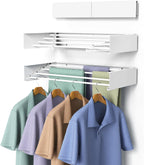 Laundry Drying Rack Collapsible, Wall Mounted Clothes Drying Rack, Space Saving Foldable Drying Rack for Laundry, 23.6" Wide, 11.2 Linear Ft, 4 Aluminum Rods, 60 lb Capacity