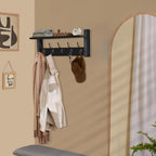 Sorbus Coat Hooks Wall Mount with Shelf – 24 Inch Coat Rack Wall Mount with 5 Heavy Duty Hooks – Floating Wall Shelf with Hooks for Entryway, Bathroom, Bedroom, Kitchen, or Mudroom (Black)