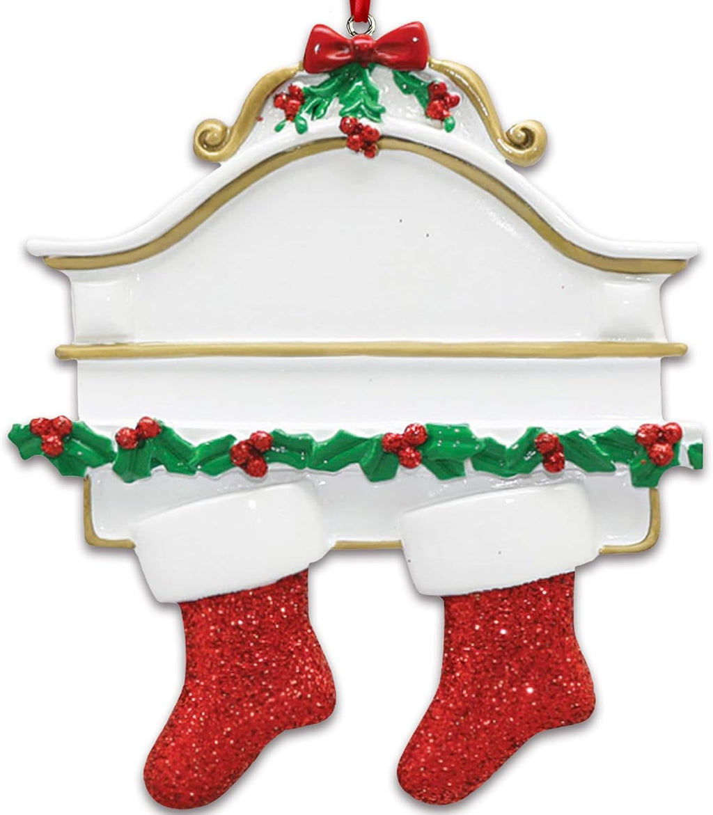 3D Personalized Our First Christmas Ornament 2025 Fireplace Couple Ornaments Mantle Couples Ornament 2025 Family of 2 Stockings Unique for a Couple Ornaments Couples Unique Gifts