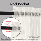 Simplebrand Ivory Sheer Curtains 120 Inches Long, Extra Long Rod Pocket Solid - Image 2