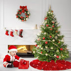 MODFUNS Red Christmas Tree Skirt Mini Glitter Tree Skirts 21 Inch Sequin Xmas Tree Skirt Thick Velvet Tree Mat Small Sparkly Tree Skirts Bling Christmas Tree Skirting Collar for Winter Holiday Decor