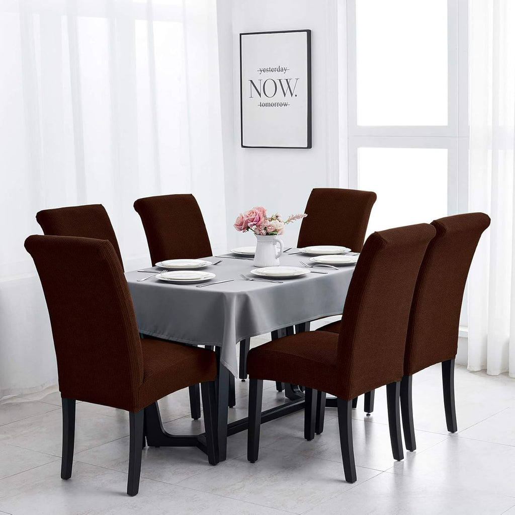 Joccun Chair Covers for Dining Room Set of 2, Dining Chair Slipcovers Stretch Dining Room Chair Covers Seat Protector,Washable Parsons Chair Cover for Home,Hotel(Chocolate,2 Pack)