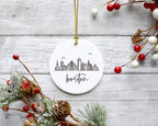 Andaz Round Ceramic Porcelain Christmas Tree Ornament Keepsake Gift, Colorful Boston City Skyline, 1-Pack, Birthday & Ideas for Family & Coworkers, Includes Box