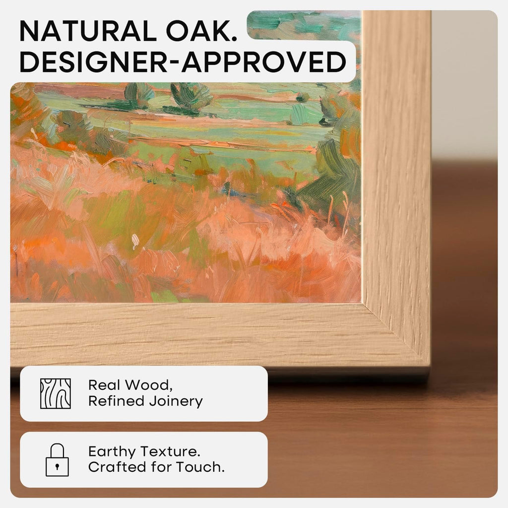 Homeforia Wooden Poster Frame 22x28, High End Natural Oak 22 x 28 Picture Frame with Mat 18 by 24, 22x28 Light Wood Frame Matted to 18x24 Photo, 28by22 Large Frames, Tempered Glass, Wall Kit, Set of 1