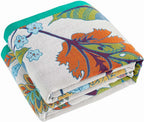 Summer Throw Blanket, 90"x98" Reversible Bohemian Flower Blanket, 100% Cotton Muslin Breathable Woven, Farmhouse Decorative Throw Blanket