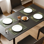 MOSAYT Vinyl Placemats Set of 4-12 X 17 Inch - Faux Leather 100% Waterproof Oil-Proof Wipeable PU Place Mats, Heat Resistant Reversible Table Mats for Kitchen, Dining, Outdoor (Olive Green)