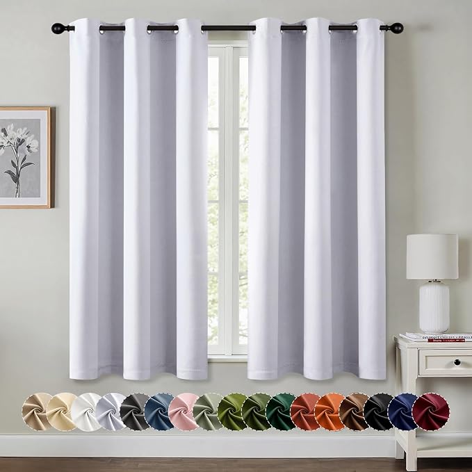 MIULEE Blackout Curtains for Bedroom 2 Panels 34x45 Inch Long Greyish White | by MIULEE