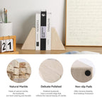 Marble Bookends for Heavy Books, Decorative Book Ends for Shelves, Durable and Heavy-Duty Stone Bookends for Hardback Book & CDS, Unique Book Stopper & Holder, New Jura Beige-Vein, Set of 2