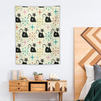 ICMOLYYENLO Abstract Cat Tapestry, Medieval Abstract Atomic Star Cat Vintage Home Wall Hanging Art Tapestry for Bedroom Living Room Dormitory 60x80 Inch