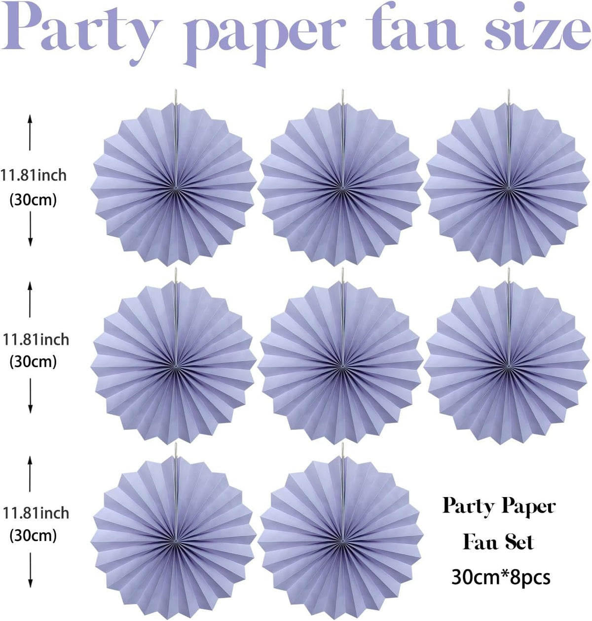 Purple Birthday Decorations,DIY Purple Paper Fans Hanging Decoration ,Party Decorations for Adults 12in,Little Mermaid Party Decor,Baby Shower Decorations 30 Color DIY Set (Light Purple)