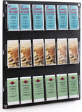 Displays2go Wall Mount Acrylic Brochure Holder, 9-18 Adjustable Pockets, Tiered Design - Black (2RP9BLK)