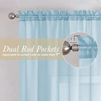 Sky Blue Sheer Curtains for Bedroom 54 Inch Length 2 Panels, Durable & Soft - Image 2