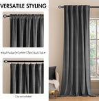 MIULEE Grey Velvet Curtains 52x72 inches 2 Panels Luxury Blackout Curtains | - Image 2