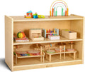 wingyz Wooden Storage Cabinet, 2-Tier Kids Toy Storage Organizer, Spacious Montessori Kids Bookshelf, Toy Shelf Storage Organizer for Playroom Classroom Nursery Study Room Living Room