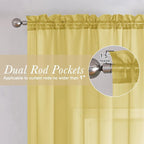 Yellow Sheer Curtains 84 Inches Long 2 Panels, Light Filtering Voile Window - Image 2
