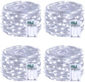 4 Pack Fairy Lights Battery Operated with Timer, Each 20FT 60LED Christmas String Lights Outdoor Indoor, Cuttable Battery Twinkle Lights for Bedroom Home Wedding DIY Christmas Decorations (Cool White)
