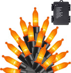 Joliyoou 16 Ft 50 LEDs Halloween Mini String Lights, 8 Lighting Modes Holiday Fairy String Lights with Timer for Indoor Outdoor Decorations, Orange