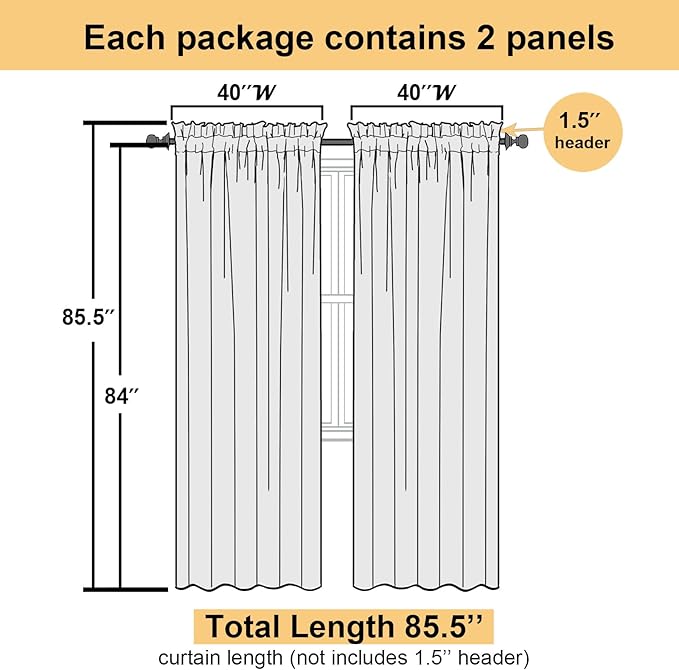 Taupe Sheer Curtains 84 Inches Long 2 Panels, Light Filtering Solid Voile Sheer - Image 4