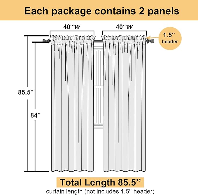 Yellow Sheer Curtains 84 Inches Long 2 Panels, Light Filtering Voile Window - Image 6