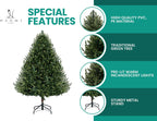 Kinsley 6.5ft Prelit Aritificial Christmas Tree with 3156 Branch Tips, 450 Warm Lights and Metal Stand, 53" Wide Realistic Traditional Christmas Tree with Lights by Naomi Home