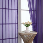 Purple Sheer Curtains 72 Inches Long 2 Panels Set, Light Filtering Sheer - Image 3