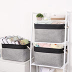 TheWarmHome Organization and Storage Basket for Shelves - 20x16x14 inch Jumbo 3 Pack Collapsible Storage Bins for Organizing, Fabric Storage Cubes for Organizer Gift Toy Closet (Black & Grey)