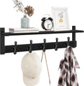 Homode Coat Hanger Wall Mount with Shelf, 29 in Hanging Rack with Storage, Entryway Shelf with Pegs for Hanging Coats, Hats, Towels, Purse, Robes, Black