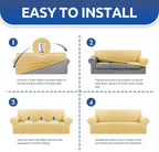 Stretch Loveseat Couch Cover, 2 Cushion Couch Slipcover, Champagne | 1-Piece - Image 6